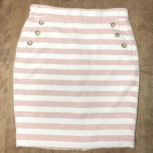 LOFT High Waisted Striped Pencil Skirt